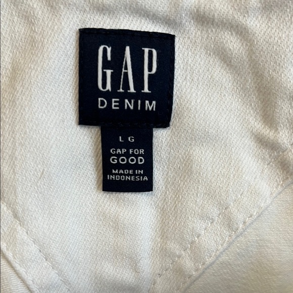 GAP Women's Oversize White Denim Overalls Raw Hem, Size L - Picture 2 of 11